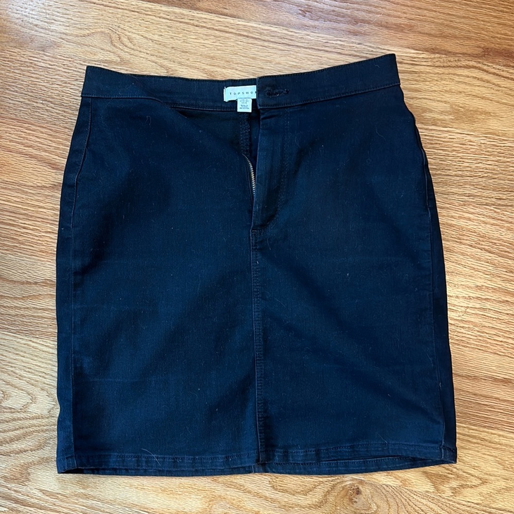 Black denim skirt from Topshop